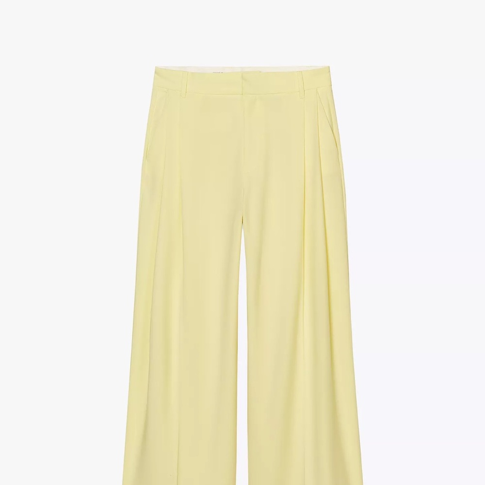 Zara Light Yellow Wide-Leg Pants
